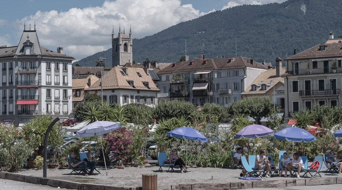 Strand in der Stadt Vevey